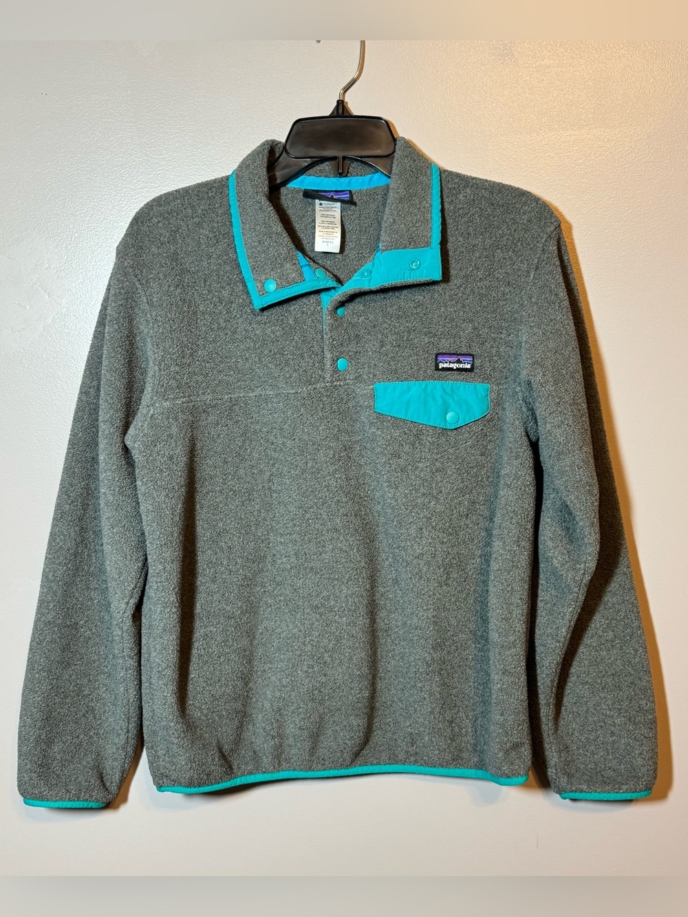 Patagonia Women’s Synchilla Snap-T Fleece Pullover Gray Teal Size Small
